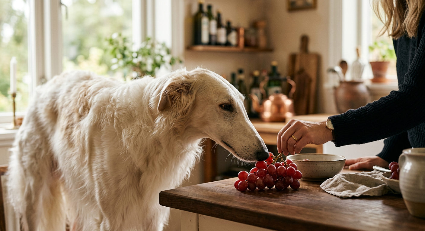 Red grapes and raisins on dark slate - toxic to dogs comparison